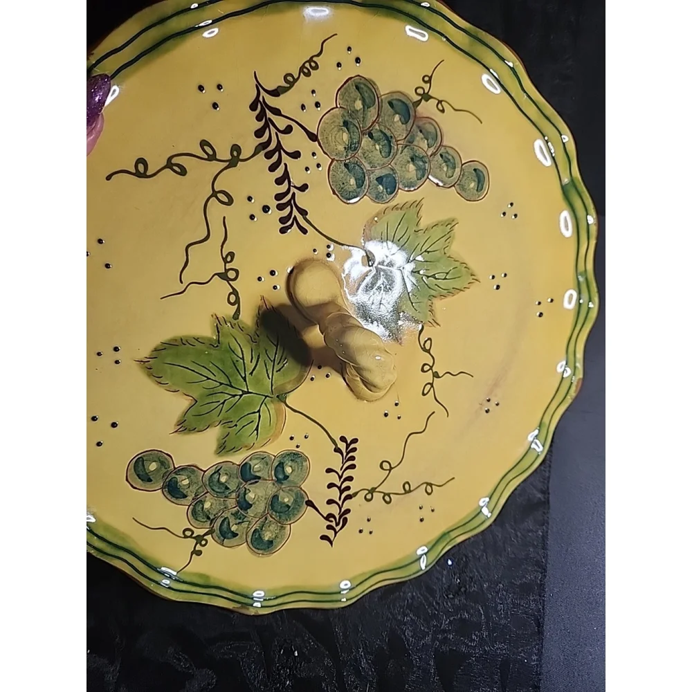 Dolce Vita By Giani For Ambiance Collection ~ Platter ~ Tan/Green Grape Vine